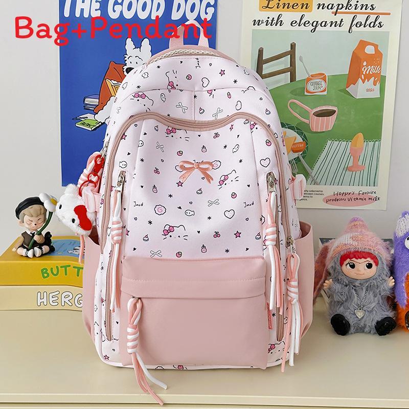 

Cartoon Butterfly Knot Backpack For Girls With Large Capacity And Print Pattern розовый