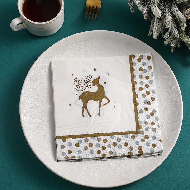 

20 шт./упак. 33*33 см 2-слойные одноразовые салфетки для вечеринок с рождественским узором