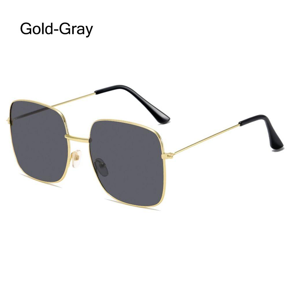 Large Frame Metal Square Sunglasses Korean Style Ocean Lens Shades  for Women & Men