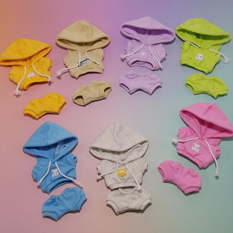 Labubu Hoodie Set: Einfarbige Puppenkleidung mit Anhänger für Erste & Dritte Generation, 17cm austauschbare Plüsch-Merchandise.