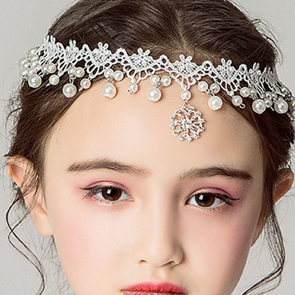 Party Pearl Sweet Flower Lovely Dress Accessories Forehead Headchain Children's Headdress Hairpin
