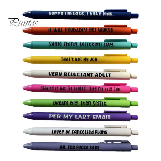 

Забавные саркастические шариковые ручки с забавными цитатами, черные чернила, яркий цвет, мягкий резиновый наконечник, быстросохнущие чернильные ручки 10 pcs