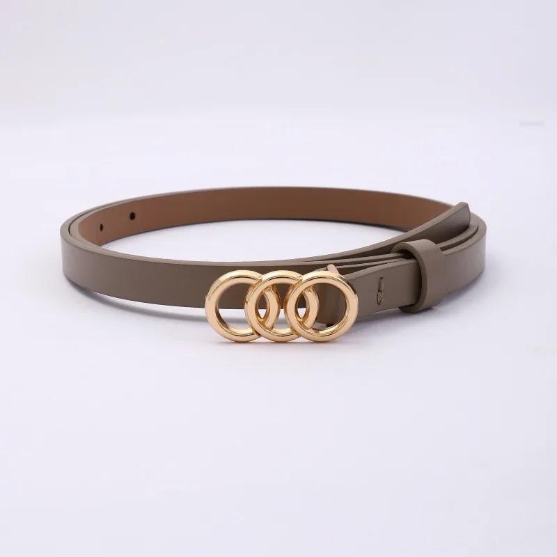 

Женский модный ремень Hundred Jeans из искусственной кожи с металлической пряжкой и тремя петлями, маленький женский ремень серый