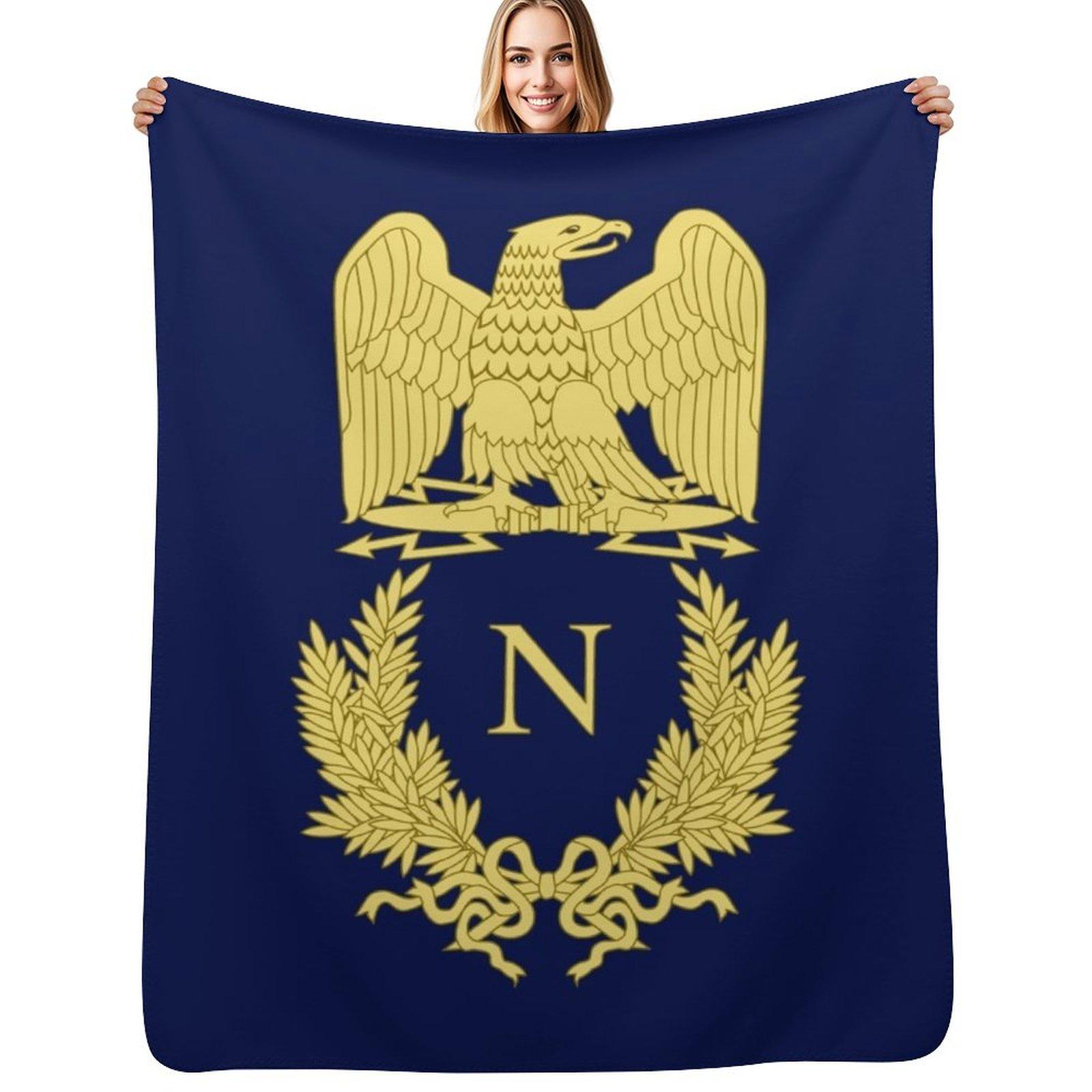 Emblème de Napolon Bonaparte Throw Blanket Cozy Light Blanket for Travel Camping Picnic Size: 75*100cm, Weight: 230 GSM