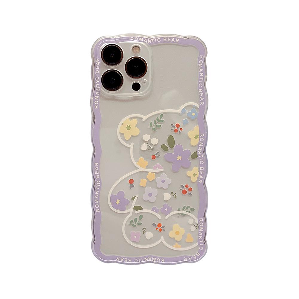 Flower Bear Iphone14pro Max Apple 15 Mobile Phone Case 168xs Transparent 11 Suitable for 12