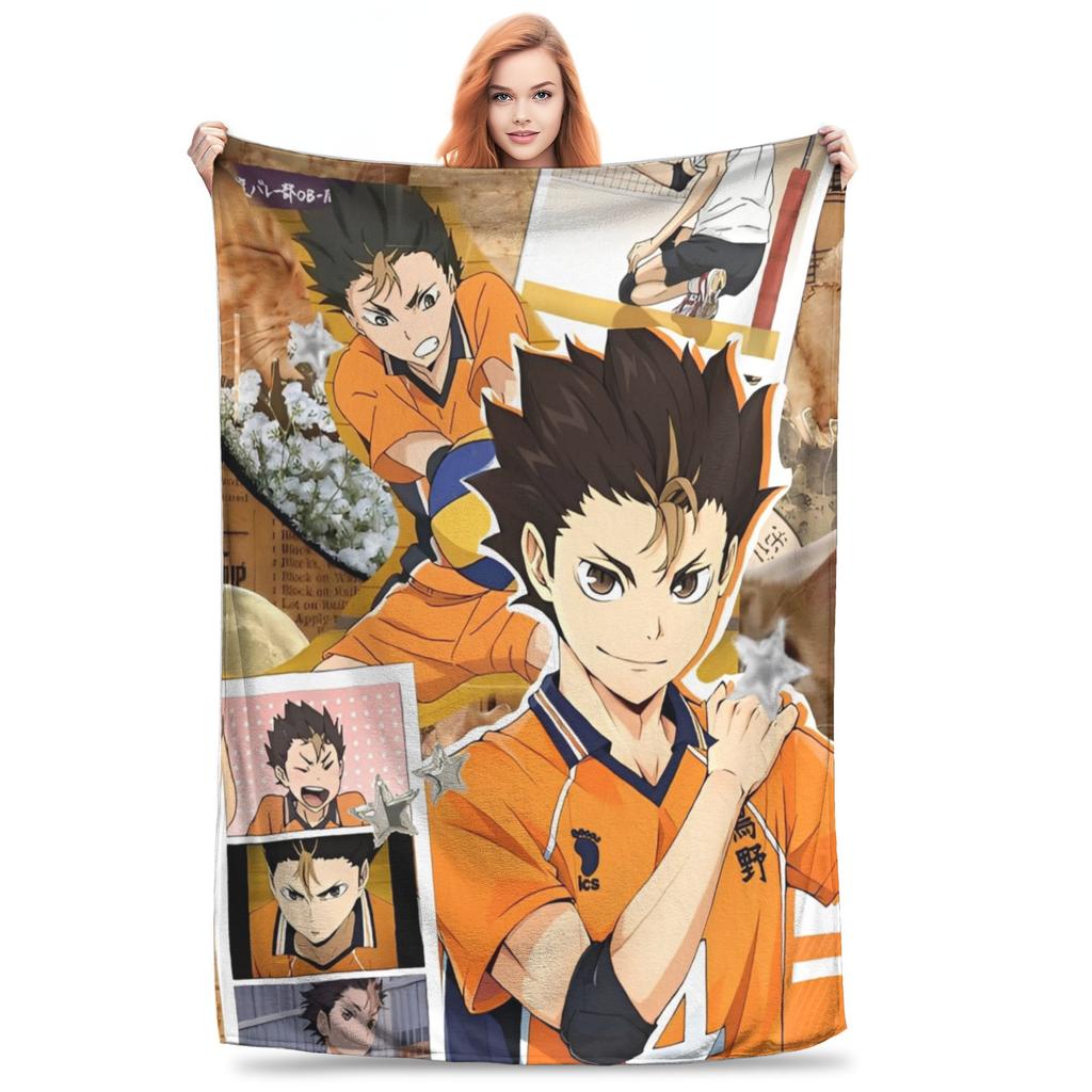 Hinata Shoyo Haikyuu  Knitted Blankets  Fleece Throw Blanket Summer Air Conditioning Printed Soft Warm Bedspreads,