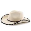 Western cowboy hat men's riding hat outdoor travel equestrian hat curved brim woolen top hat