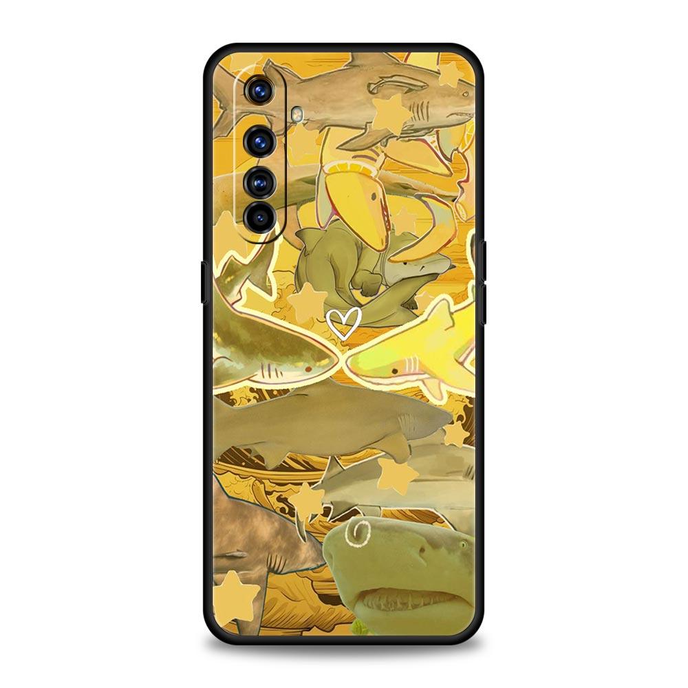 Seaside Sharks Pattern Soft TPU For Realme 13 12 11 10 9 Pro Plus GT3 GT2 C21 C25 C35 C53 C55 C67 Pro 5G Phone Case Cover Fundas