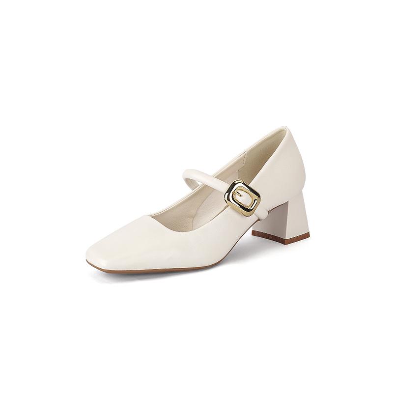 Spring Autumn Women Pumps Women Square Toe Chunky Heel Mary Janes Shoes Women Wedding Party Shoes Classics High Heels