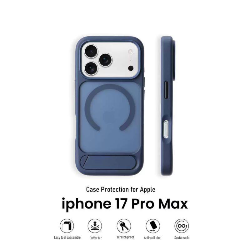 iPhone 17 Pro Max Matte Magnetic Stand Case - Skin-Feel, Drop-Proof Protective Cover iPhone 16 Pro прозрачный/синий