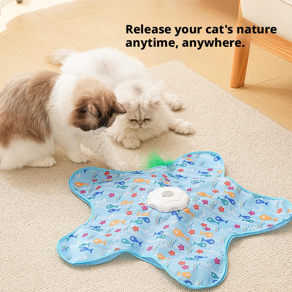 Electronic Motion/Moving Toys for Cats & Kittens, Interactive Hide and Seek Cat Teaser Toy with Mouse Squeaky Concealed Feathers