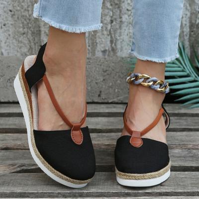 2024 Women's Espadrille Sandals Comfortable Platform Wedges Ladies Sandals Womens Casual Closed Toe Breathable Flax Hemp Pumps