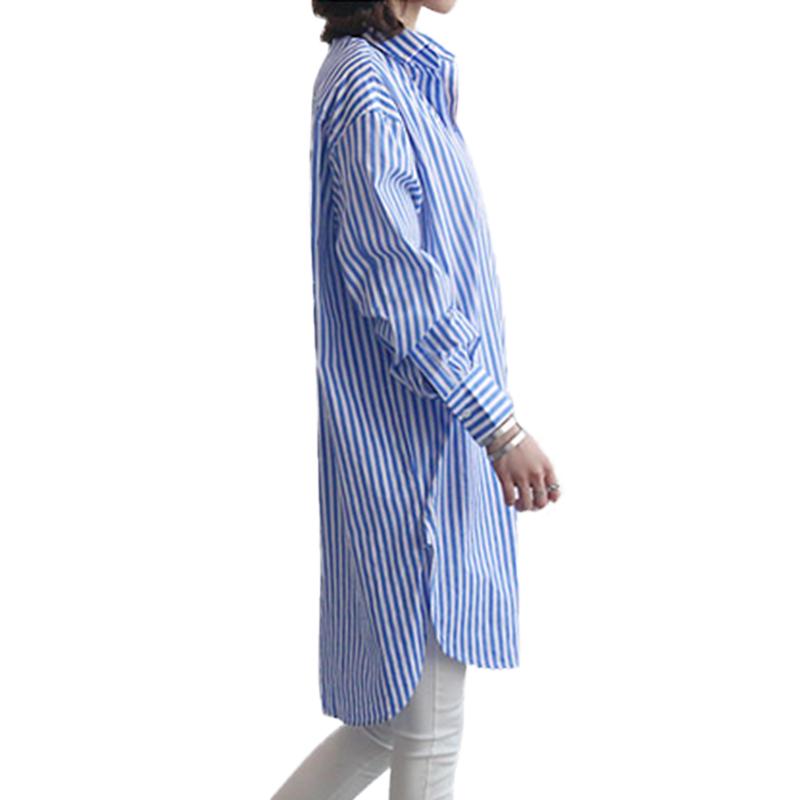 Blusas y blusas de mujer Camisas largas a rayas Casual Camisa de manga  larga Top de talla grande Blusa túnica de talla grande comprar a buen  precio — entrega gratuita, reseñas reales