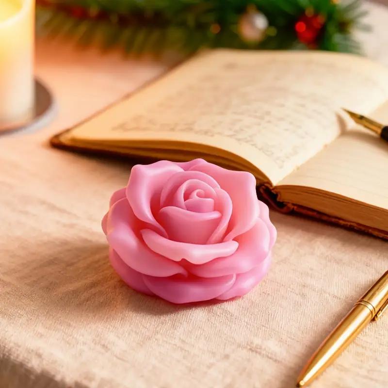 Candle Mold - 1 Rose Gypsum Silicone Mold Suitable for DIY Scented Candles, Diffuser Stones, Floral Decorations, and Handmade Craft Tools