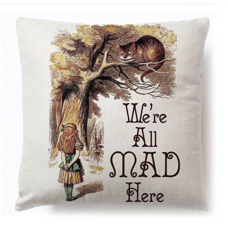 Cotton Linen Alice In Wonderland Pillow Case For A Charming Decor**