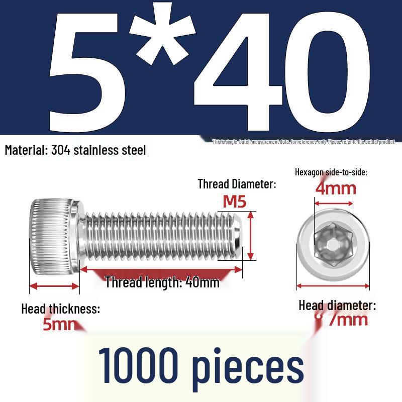 304 Stainless Steel Hex Socket Head Cap Screws, M2-M10, Extended Length