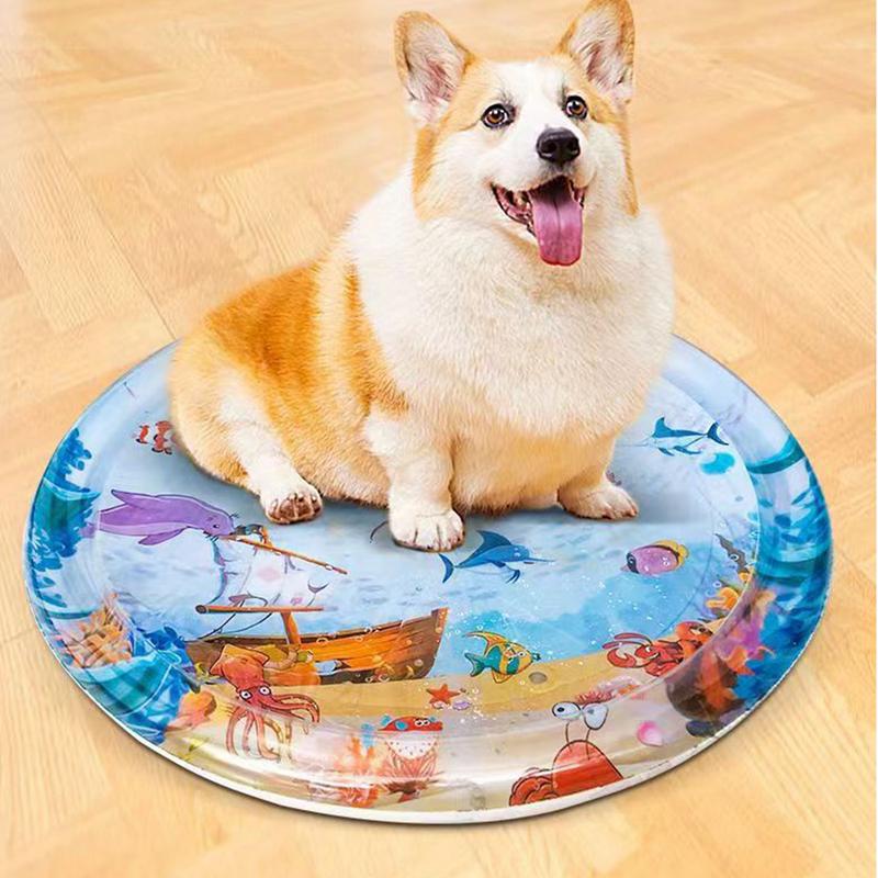 Water Sensory Play Mat For Cats Pet Cooling Mat For Hot Weather Interactive Cat Toys For Pet Cat Dog Play Cool Comfortable