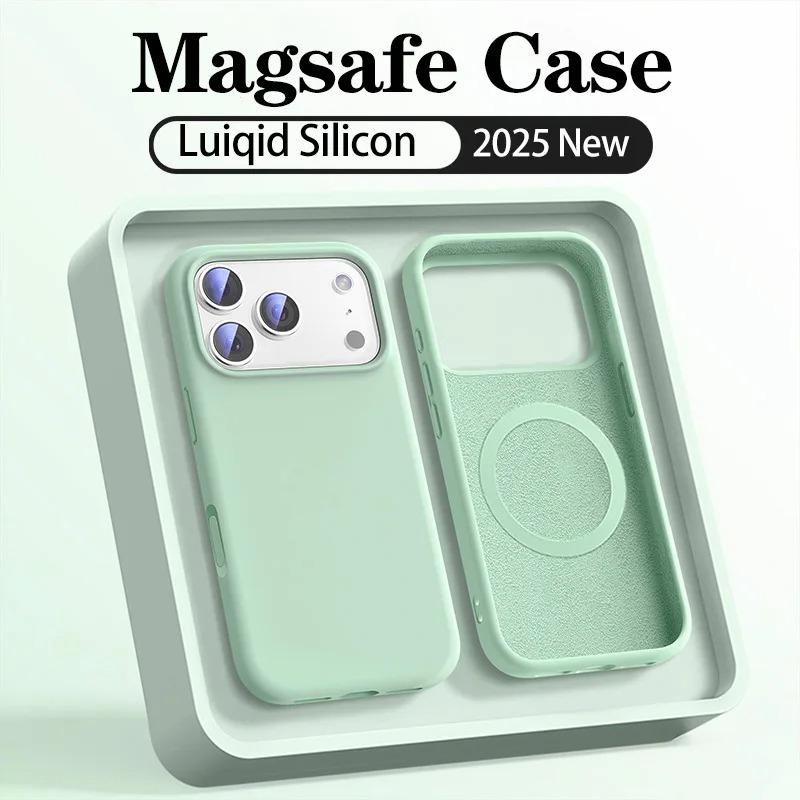 Official Original Liquid Silicone Magnetic Phone Case For iPhone 17 Air 16 15 14 Plus 13 12 Pro Max 17Pro For Magsafe Soft Cover