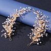 Alloy Leaf Shape Pearl Hair Accessory Headband Handmade Hair Pin for Women Bridal Party Wedding Hairstyle Decoration