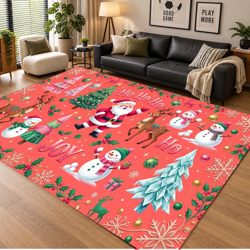 Christmas Theme Floor Carpet, Soft Area Rug, Xmas Indoor Home Holiday Decoration