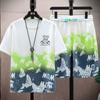 Summer Jersey Short Top and Bottom Printed Workout Unisex [FJLTDCP] Men's Set, Sleeve, Set, T-Shirt, Moisture-Wicking, Quick-Drying, Casual, Wear,