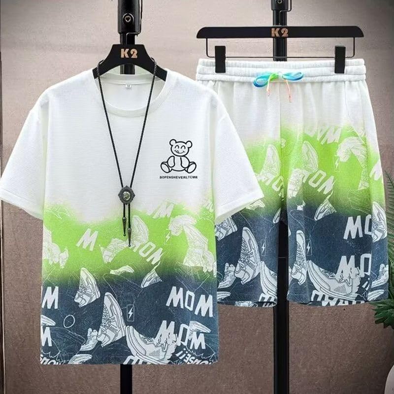 Summer Jersey Short Top and Bottom Printed Workout Unisex [FJLTDCP] Men's Set, Sleeve, Set, T-Shirt, Moisture-Wicking, Quick-Drying, Casual, Wear,