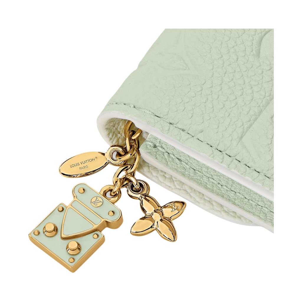 Louis Vuitton Rosalie S-Lock Blume Anhänger Dekorative Streifen Detail Leder Geldbörse Damen Geldbörse Minzgrün M29805
