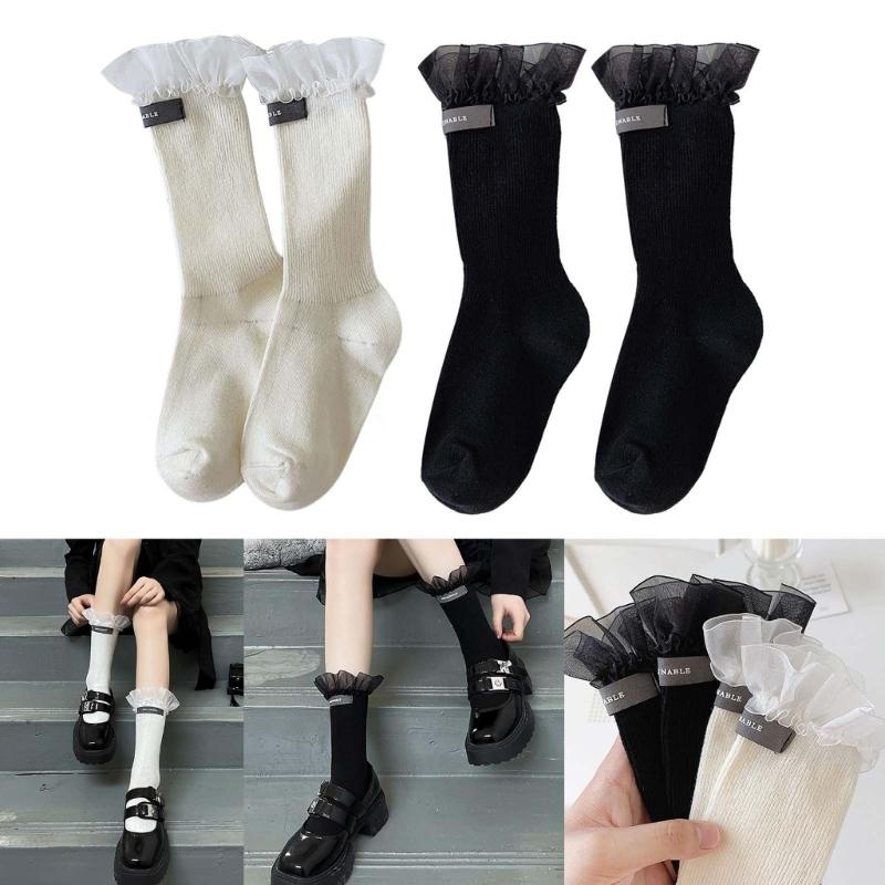 Women's Summer Ankle Socks Summer Crew Socks Lace Middle Tube Socks Japanese Style Cute Boot Socks Streetwear Gift