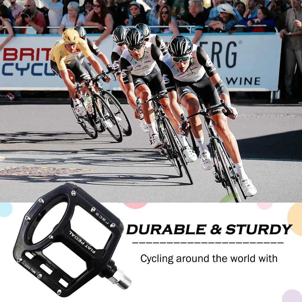 UPANBIKE Bicycle Spindle High Large Flat Magnesium Alloy for Mountain Bikes and Road Bikes Pedals, 9/16" Bearing, Strength, Non-Slip, Platform,