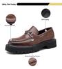 Men's Plus Size Slip-On Leather Loafers with Thick Soles - Fashionable Platform Design