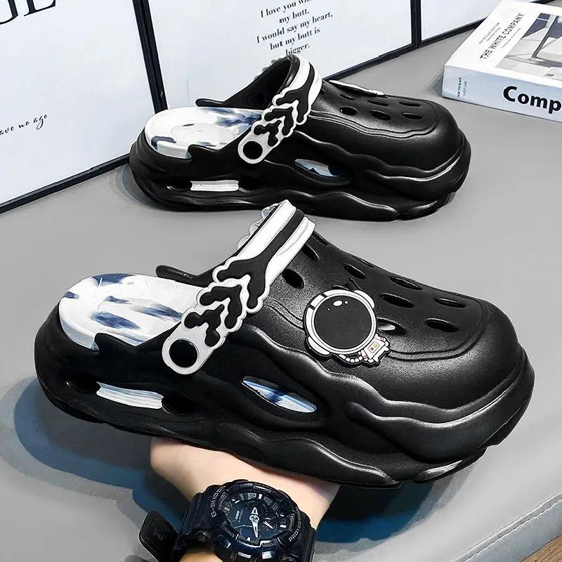 Hole Men's Shoe Platform Beach Rubber Mascullino Slides Y2k Comfortable Designer Luxury Original 2025 Style Male Slipper