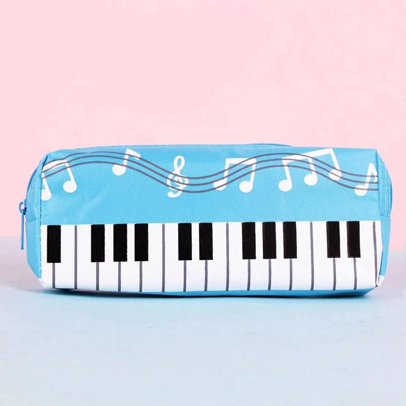 Creative Student Pencil Bag Square Pencil Bag Single Layer Pencil Bag Musical Note Piano Stationery Bag Stationery Box