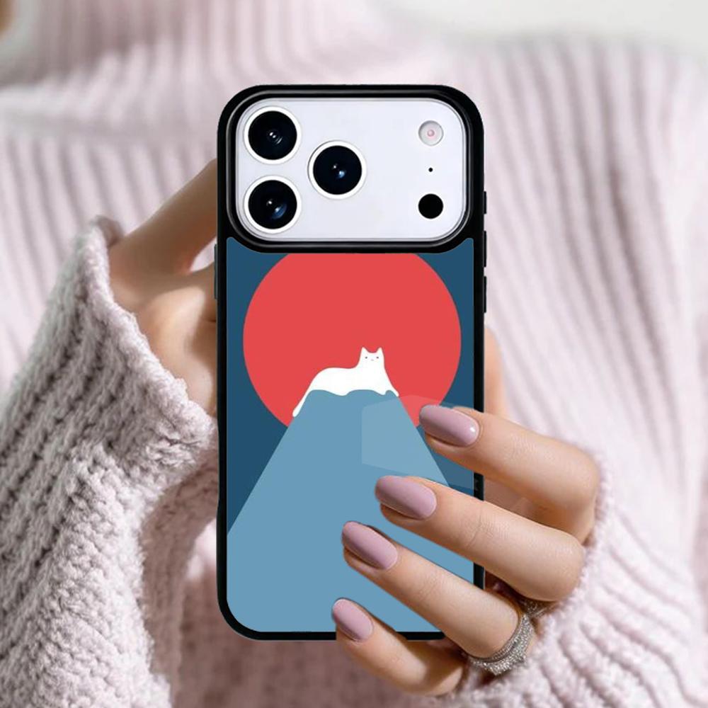Abstract Cat Mount Fuji Japan Landscape Phone Case For Apple iPhone 17 Air 16E 15 14 Plus 13 12 11 Pro Max Mini Funda Cover