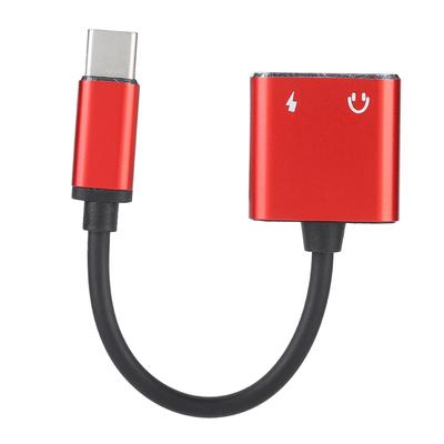 2'si 1 Arada 3.5mm Type C o Adaptör Dönüştürücü o Kulaklık Adaptörü(Kırmızı)