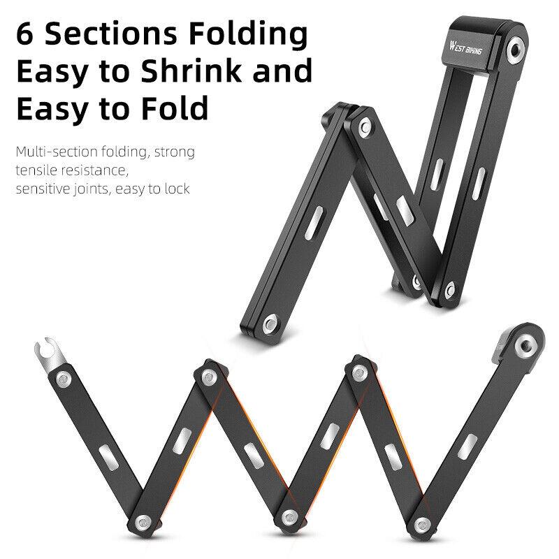 Bike Foldable Lock Antitheft Electric Bike Chainlock Bicycle Padlock Bicycle Motorcycle Safety Lock Bicycle Accessories