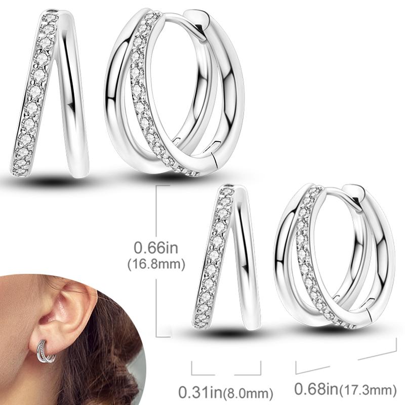Original 925 Silver Hoops Earrings Zircon Pave Colourful Hoop Earrings For Women Fashion Jewelry Gift