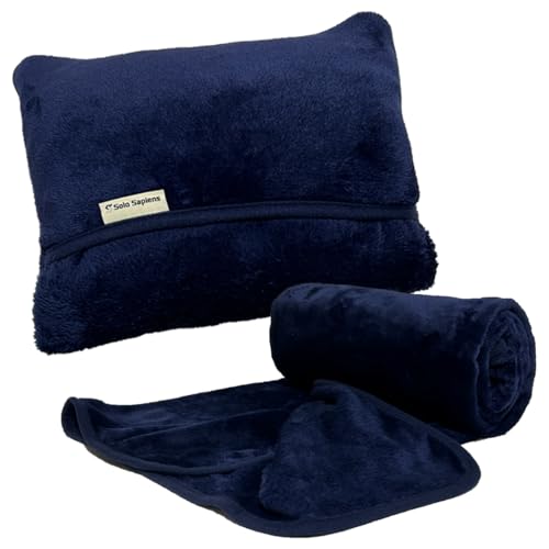 

Large Curunket Blanket - Roll it up and transform into a cushion! Cute lap blanket, nap blanket, pillow, cushion, midnight blue (140x90cm)