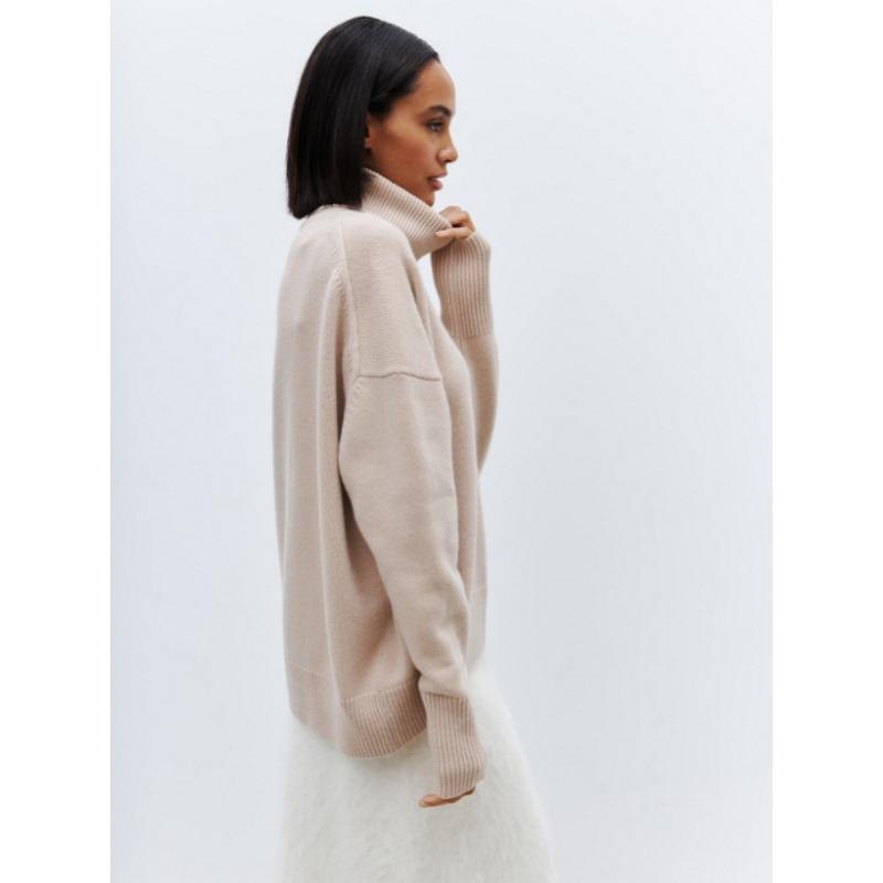 Autumn and Winter Turtleneck Women Sweater Loose Long Sleeve Casual Pullover Knitted Sweater Tops Fashion Loose Solid Color Clothes 1450