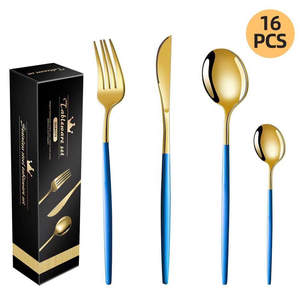 Portugal Stainless Steel 30-Piece Cutlery Set: Western Steak Knife, Fork, Spoon in Gift Box