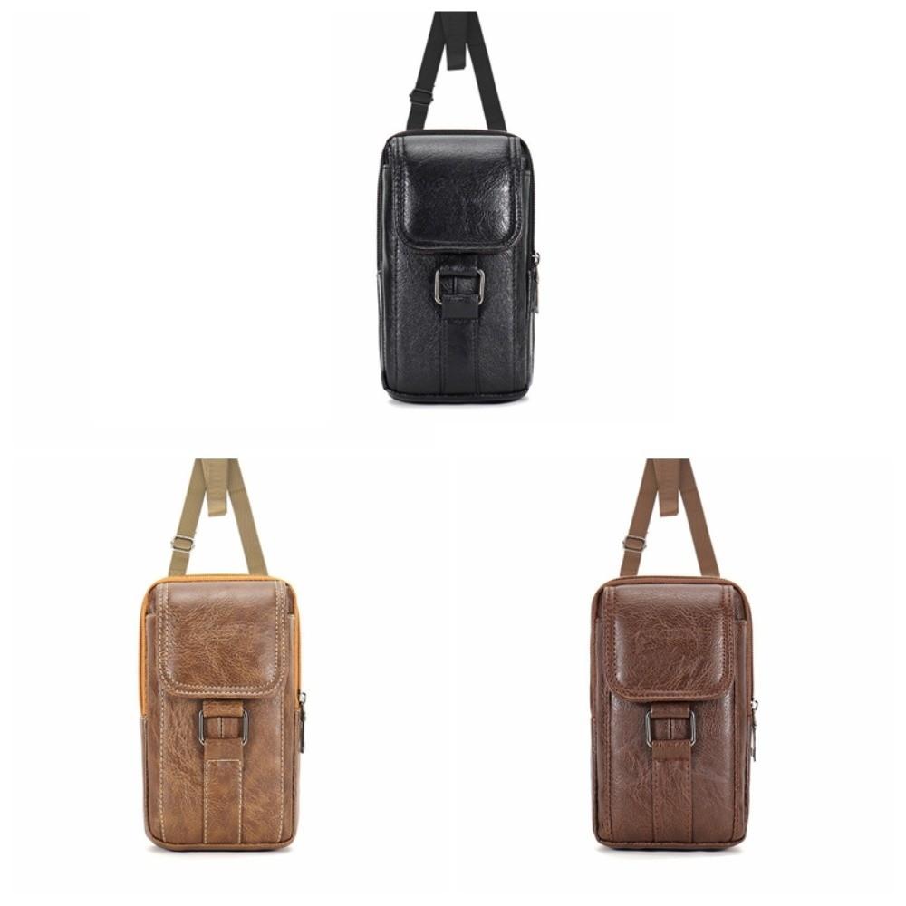 With Strap Mobile Phone Pouch Double Layers Phone Belt Hanging Pouch Phone Belt Clip Bag  Men