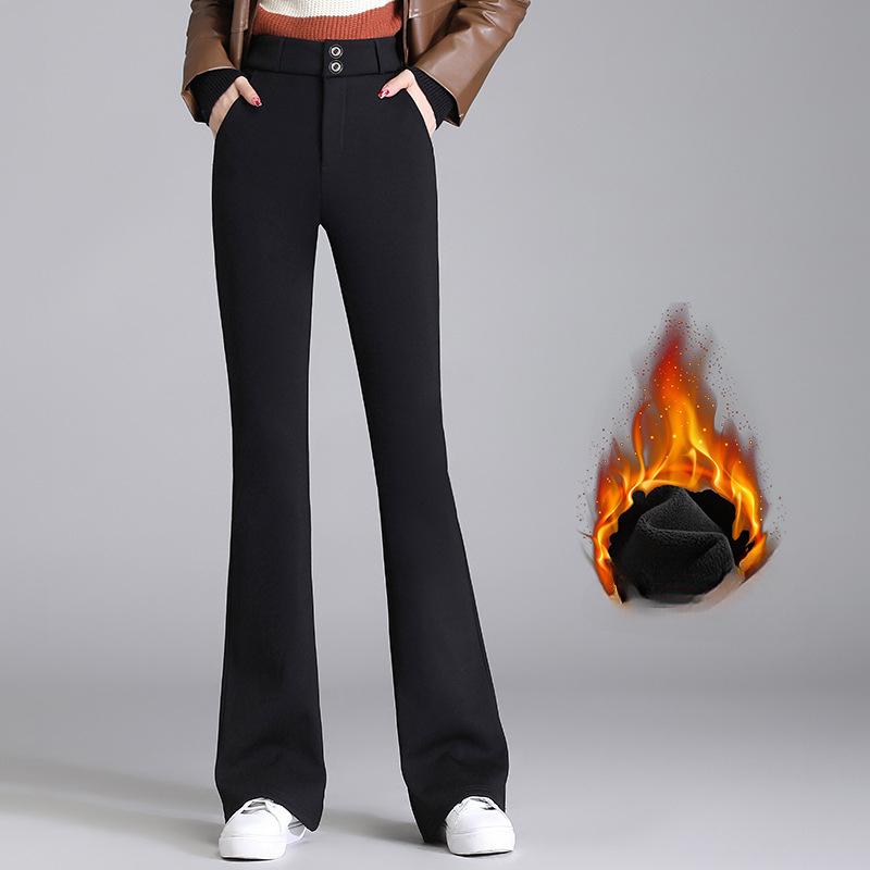 

Черные флисовые микро-клеш брюки детские зимние тонкие костюмные брюки с высокой талией S