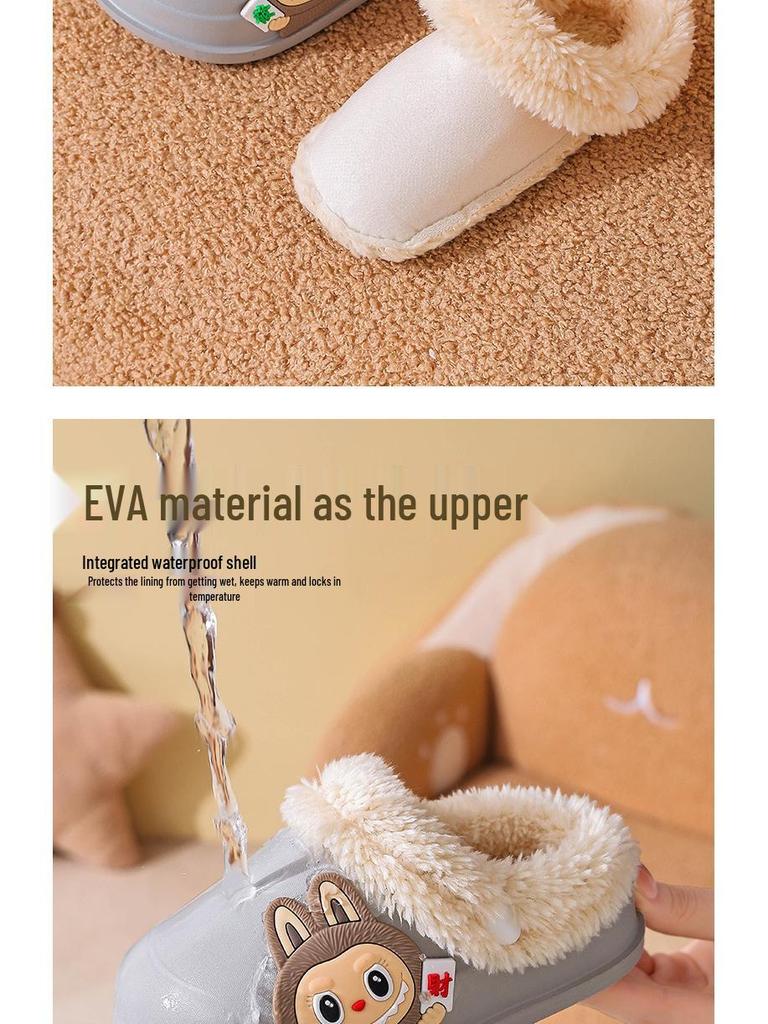 Lamb Wool Kids' Non-slip Slippers - Cute, Removable & Washable for Girls In Autumn/Winter