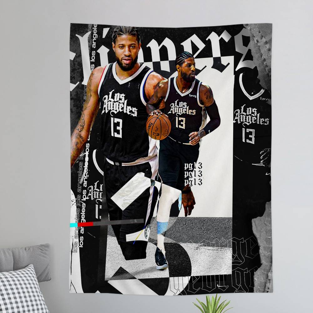Basketball Player Paul George Chart Tapestry for Living Room Home Dorm Decor Art Home Decor