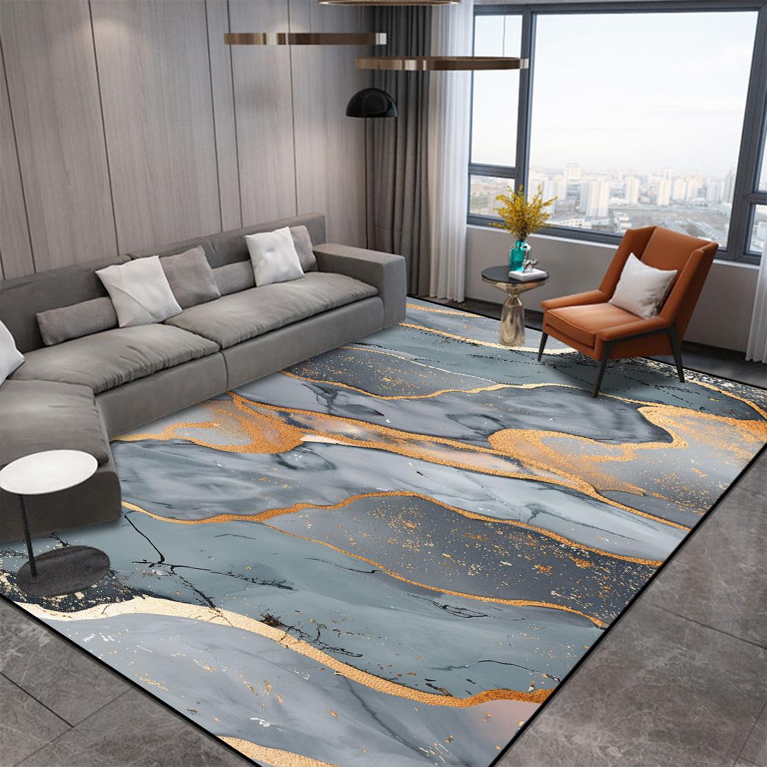 

Nordic Abstract Gold Rug Non-slip Washable Carpet for Living Room Bedroom Decor Luxury Sofa Side Mat 60*90cm