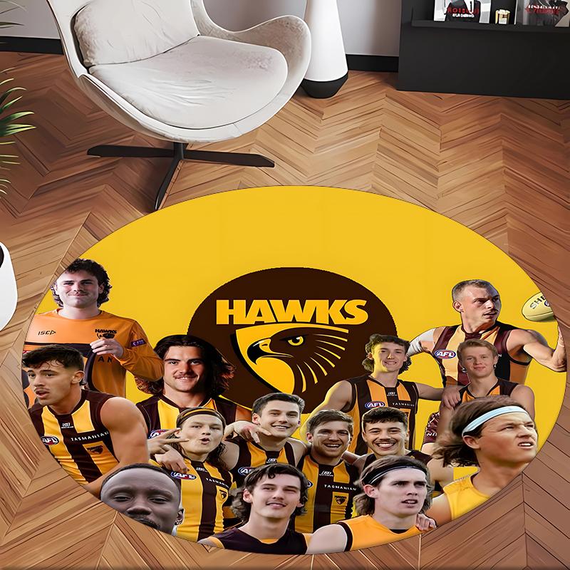 Hawthorn Hawks (1) Runder Büroteppich Dekorativer Bodenteppich für Büro Schlafzimmer Wohnzimmer und Wohnbereich