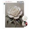 DIY Framed Pearl Painting Kit White Rose Flower Botanical Plant Sparkling Bead Canvas Creative Craft Gift for Women Adults