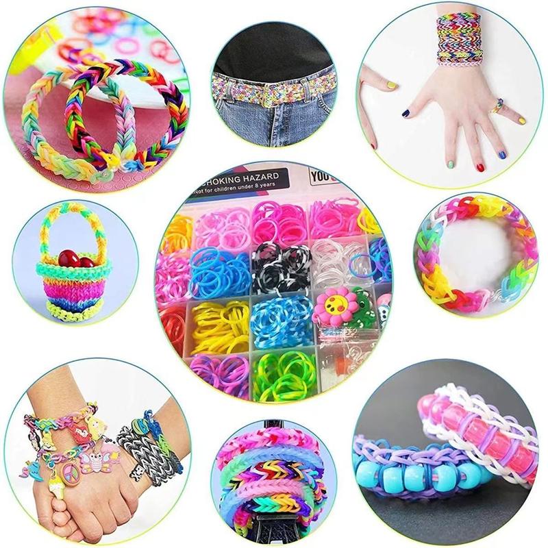 600 Pezzi Elastici Creativi Colorati Set di Elastici per Telai Kit per Creare Braccialetti Arcobaleno Braccialetti Intrecciati Fai da Te Giocattoli Artigianali per Ragazze Regali