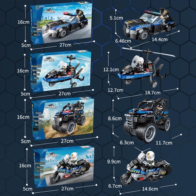 Qimeng 11011 SWAT Car & Motorcycle Building Blocks Toy Set