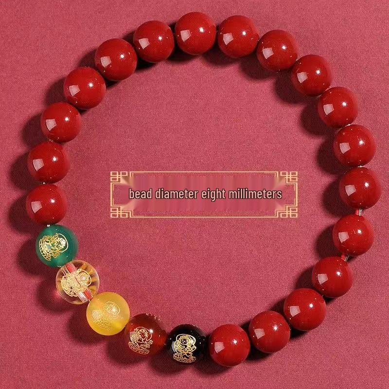

Cinnabar Five Paths Wealth Bracelet - Lucky Beads for Men & Women, Protective Couple s Jewelry