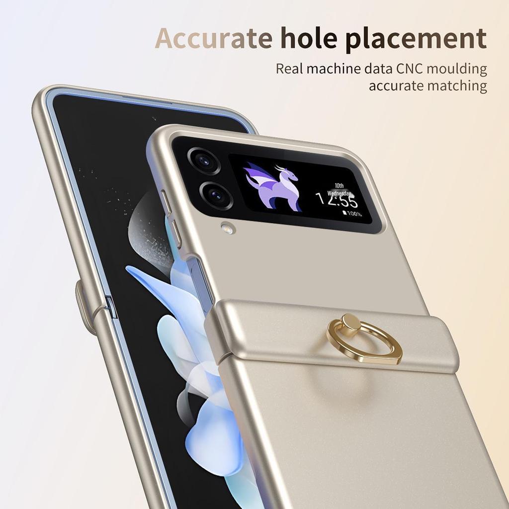 Samsung ZFlip3/4 Electroplated Full-Coverage Drop-Proof Case with Hinge Ring Holder